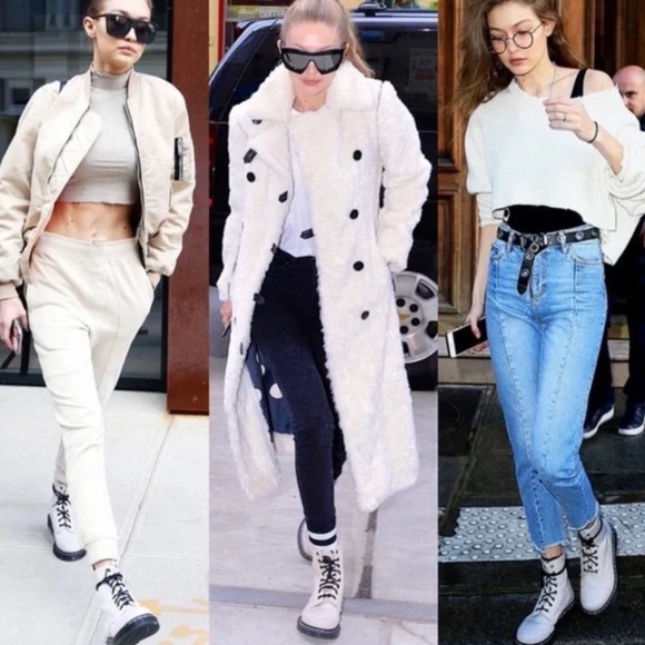 NEW Dr. Martens Docs Zavala White Coated Leather Lace-Up Combat Ankle Boots - Picture 5 of 16